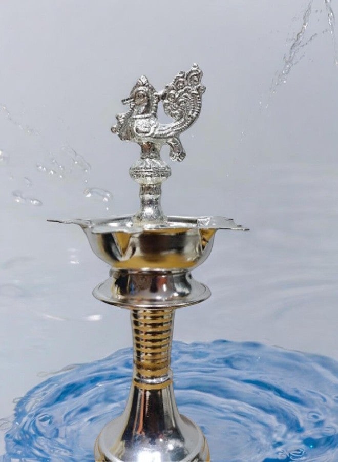 Sigaram German Silver 11 Inch Plain Diya for Home Pooja Decore K4485 - Image 4